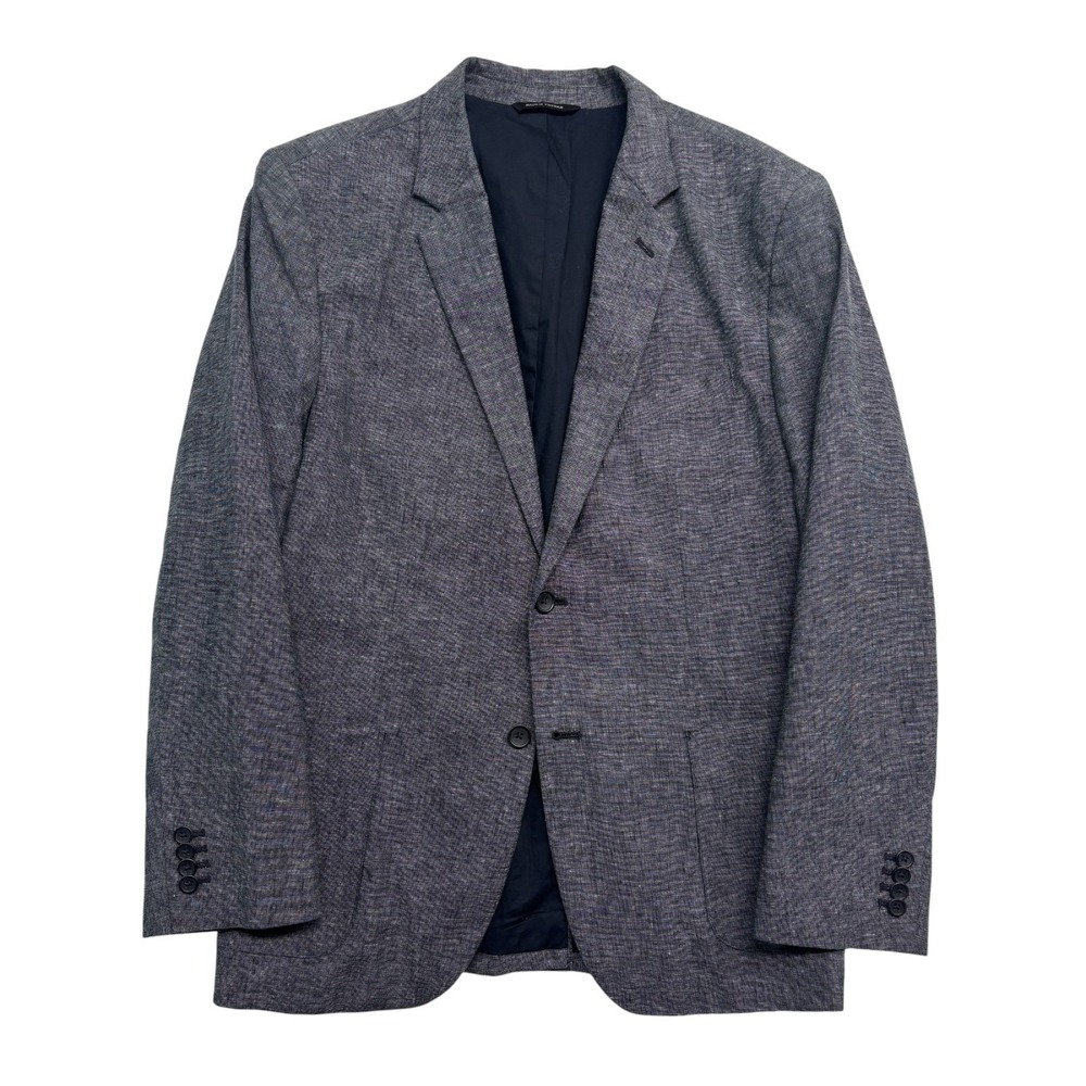 Banana Republic 46R Navy Blue Chambray Linen Cotton Blazer Jacket Sport Coat